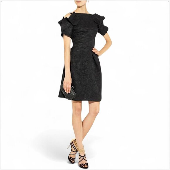 Roland Mouret Diana Dress Black Shimmer Brocade Evening Cocktail $3565 New NWT 6 - Picture 2 of 8